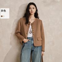 限尺码：香影 仿麂皮绒外套女气质简约秋小香风短款高级感气质上衣优雅通勤外套