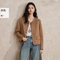 香影 仿麂皮绒外套女气质简约秋小香风短款高级感气质上衣优雅通勤外套