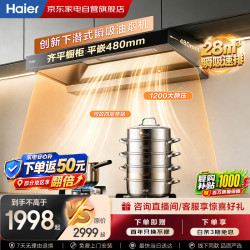 海尔 抽吸油烟机28立方大吸力1200Pa家用一级净烟自旋洗自清洁烟灶联动平嵌橱柜T81UD