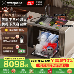 西屋电气 西屋集成水槽洗碗机气爆洗超声波果蔬清洗家用双层嵌入式碗柜14套洗碗机一体机 JCX-E8L 800m