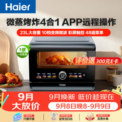 海尔 百味1.0 微蒸烤炸一体机家用台式蒸箱平板微波炉空气炸蒸烤箱 23L HW-CE23ZYAU1