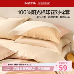 水星家纺 A类40支全棉枕套单件一对 纯棉枕罩简约居家枕头套单人枕套 北欧·曼乐之城全棉印花对枕套