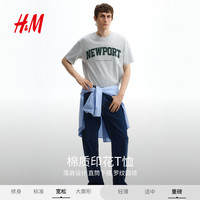 H&M HM男装女装T恤2026夏季新款圆领印花美式宽松版印花短袖1313924