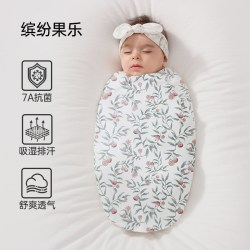 欧孕 包单初生婴儿纯棉a类新生儿宝宝抱被薄款防惊跳襁褓产房 红苹果园 85x85cm