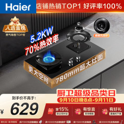 海尔 燃气灶煤气灶家用灶具双灶 5.0kW 大火力 70%热效率 可拆炉头好