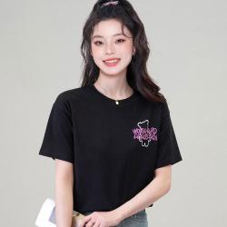 DEBRAND 纯棉短袖T恤女时尚印花半袖体恤休闲显瘦减龄圆领短袖上衣女