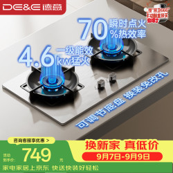 德意 不锈钢燃气灶 煤气灶双灶台家用可调节底盘 4.6kW猛火70%热效率嵌入式JZY-716G（液化气）