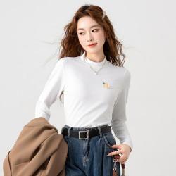 德尔惠 热销推荐小高领打底衫女秋款内搭修身面膜长袖运动T恤