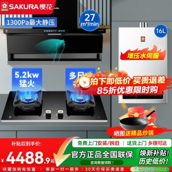 樱花 抽油烟机家用顶侧三吸双腔拢烟挥手智控27³大吸力1300Pa静压烟灶联动直流变频