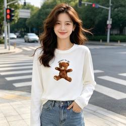 卡拉美拉 女式长袖圆领T恤简约休闲百搭打底上衣t恤女
