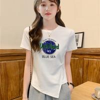 菲尔 真维斯集团时尚辣妹风不规则正肩体恤短款t恤短袖上衣女打底衫