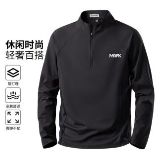 马克华菲 秋季时尚经典印花长袖上衣亲肤百搭简约立领T恤