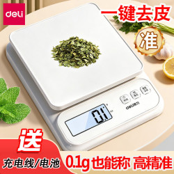 得力 厨房电子秤小型高精度食物克称烘焙克数重做生意商用摆摊2026新款 白色/3kg/0.1g