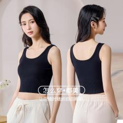 秋鹿 春秋纯色基础款修身遮副乳女士针织背心
