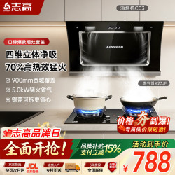 志高 抽油烟机燃气灶套装 侧吸式大吸力脱排烟机70%高热效率5.0kW猛火灶具套餐C03