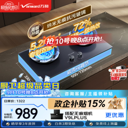 万和 无痕5.2kW天然气曜石色烟灶联动无痕面板嵌入式家用煤气双炉具台燃气灶