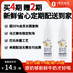 1号会员店 4.0g乳蛋白鲜牛奶1kg*2瓶装