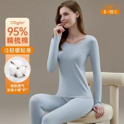 顶瓜瓜 女士圆领保暖内衣修身不臃肿秋衣秋裤女