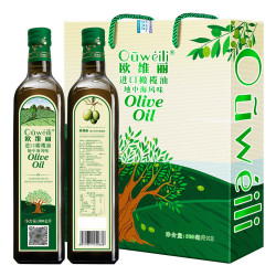 欧维丽 纯正橄榄油500ml*2礼盒装 西班牙原油进口 中秋节礼盒节日福利 500mL*2瓶