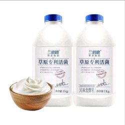 兰格格草原酸奶 兰格格酸奶草原专利活菌2瓶＊1kg大桶家庭欢聚装营养早餐学生儿童奶