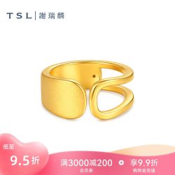 谢瑞麟 黄金戒指5D硬金足金指环时尚几何计价戒指XR374