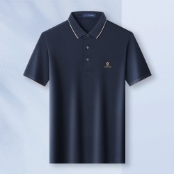 梦特娇 [30%桑蚕丝]梦特娇夏季男士短袖Polo衫双面丝光真丝高端翻领T恤J