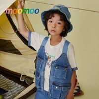 莫莫 美特斯邦威旗下Moomoo男童牛仔背心大童幼童儿童深色口袋牛仔马甲