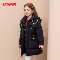 鸭鸭羽绒服 鸭鸭女大童羽绒服中长款2023新款加厚加绒中大童儿童女童女孩冬季