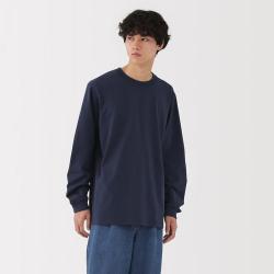無印良品 MUJI 【水洗粗棉线】圆领长袖T恤
