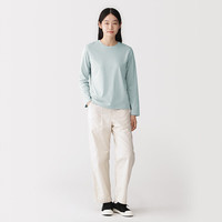 無印良品 MUJI 天竺织长袖T恤 浅蓝色 XS 女士上衣