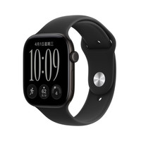 Apple Watch Series 12 智能手表GPS款46毫米黑色铝金属表壳黑色运动型表带M/L MJFH4CH/B