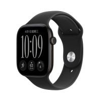 苹果 Watch Series 12 智能手表 46mm GPS版  黑色铝金属表壳 黑色运动型表带 M/L