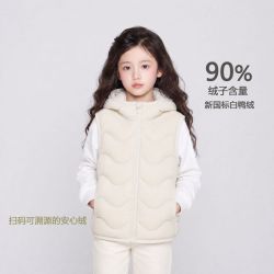 妞宝 儿童羽绒马甲连帽白鸭绒韩版薄款宝宝内胆背心男童女童短款无袖