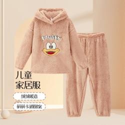 GOSO 秋冬长袖儿童睡衣加绒保暖可外穿女童家居服套装