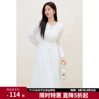 独束 法式浪漫连衣裙 云朵白 XL