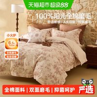 88VIP：水星家纺 全棉双面磨毛四件套抑菌纯棉保暖套件印花床上用品