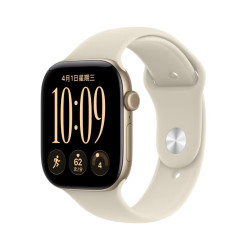 Apple Watch Series 12 智能手表 46mm GPS版  浅金色铝金属表壳 沙砾色运动型表带 S/M