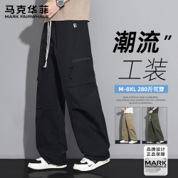 马克华菲 男士宽松加大工装休闲裤 黑色