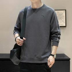安踏 运动卫衣男士春季透气圆领基础纯色训练通勤打底上衣