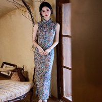 红舍 新中式复古无袖修身旗袍