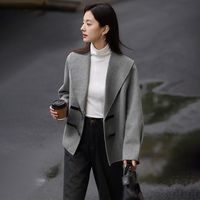 【休闲简约】秋冬时尚大翻领廓形通勤商务短款气质双面呢大衣