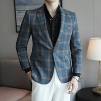 伟大航路 男士商务休闲西装外套 加肥加大码 格纹