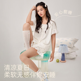安之伴 莫代尔凉感 月白 M 睡衣家居服套装