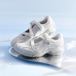 361° 天鹅鞋361玛丽珍运动鞋女秋季网面透气银色德训休闲芭蕾风薄底鞋