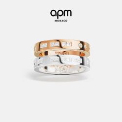 APM Monaco 白色玫瑰金色Morse TOI MOI摩斯密码戒指情侣对戒礼物