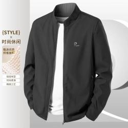 皮尔·卡丹 男士春秋时尚休闲夹克简约顺滑棒球领男式外套男
