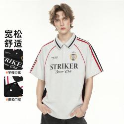the Simpsons 迪士尼旗下夏季复古经典条纹拼接短袖上衣男士简约男式POLO衫