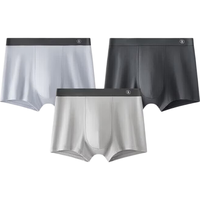 松山棉店 莫代尔男士内裤 10A抑菌 浅灰蓝+深灰+浅灰 2XL 3条装