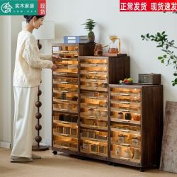 博古架实木带灯牙科柜首饰柜茶具柜中古文玩收纳柜边柜茶杯置物柜