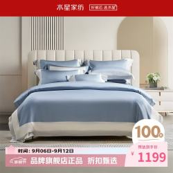 水星家纺 100支新疆长绒棉四件套纯棉床单枕套被罩酒店套件 维纳岚黛四件套 1.8米床